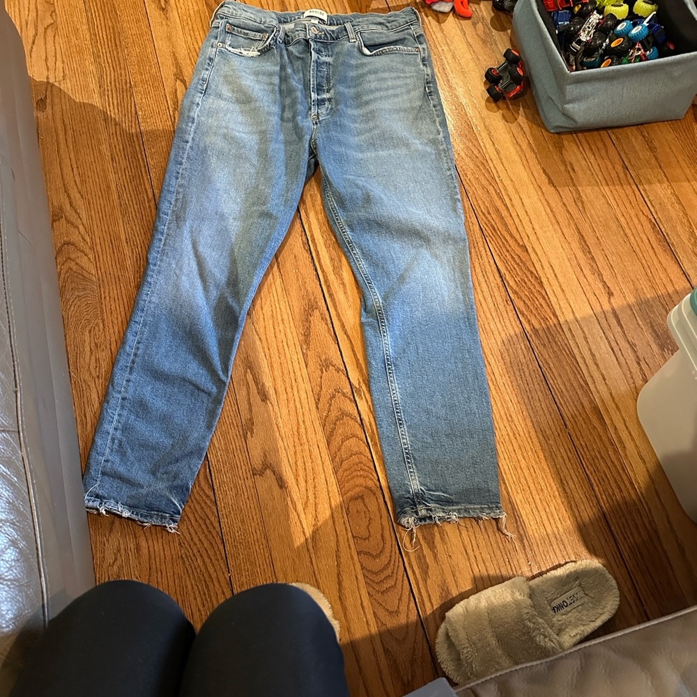 Agolde Button fly stretch medium Blue Straight Leg Jeans Like New ….EUC - Picture 3 of 6
